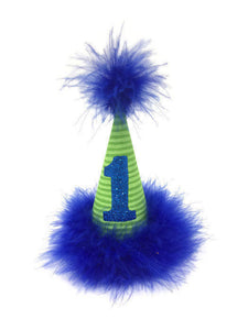 Dog Party Hat, Dog Birthday Hat, Lime and Blue, Green Birthday Hat