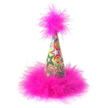 Load image into Gallery viewer, Superstar Hot Pink and Green Party Hat, Dog Birthday Hat, Star Birthday Hat