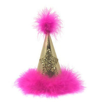 Load image into Gallery viewer, Superstar Diva Dog Party Hat, Dog Birthday Hat, Gold and Hot Pink, Gold Star