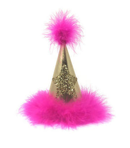 Superstar Diva Dog Party Hat, Dog Birthday Hat, Gold and Hot Pink, Gold Star