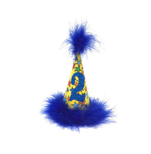 Birthday Hat, Party Hat, Stars, Blue and Yellow, Dog Birthday Hat