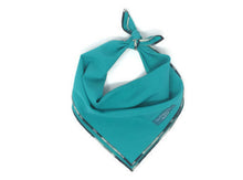 Load image into Gallery viewer, Teal Bandana with Zebra trim, Dog Bandana, solid Bandana, Black and White Ombre