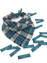 Load image into Gallery viewer, Teal Plaid Flannel Fray Dog Bandana