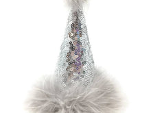 Load image into Gallery viewer, Silver Sequin Dog or Cat party Hat