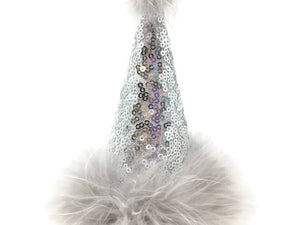 Silver Sequin Dog or Cat party Hat