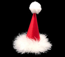 Load image into Gallery viewer, Red Satin Dog Santa Hat, Santa Party Hat, Satin Santa Hat, Pet Santa Hat