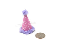 Load image into Gallery viewer, Mini Pink and Purple Sprinkles Party Hat, Hedgehog Party Hat, Chicken Party Hat, Ferret Party Hat, Donut Sprinkles Birthday Hat