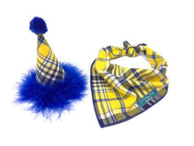 Load image into Gallery viewer, Yellow and Blue Plaid Dog Bandana