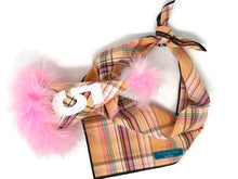 Load image into Gallery viewer, Dog Birthday Set - Pink and Orange Plaid hat and Matching Bandana